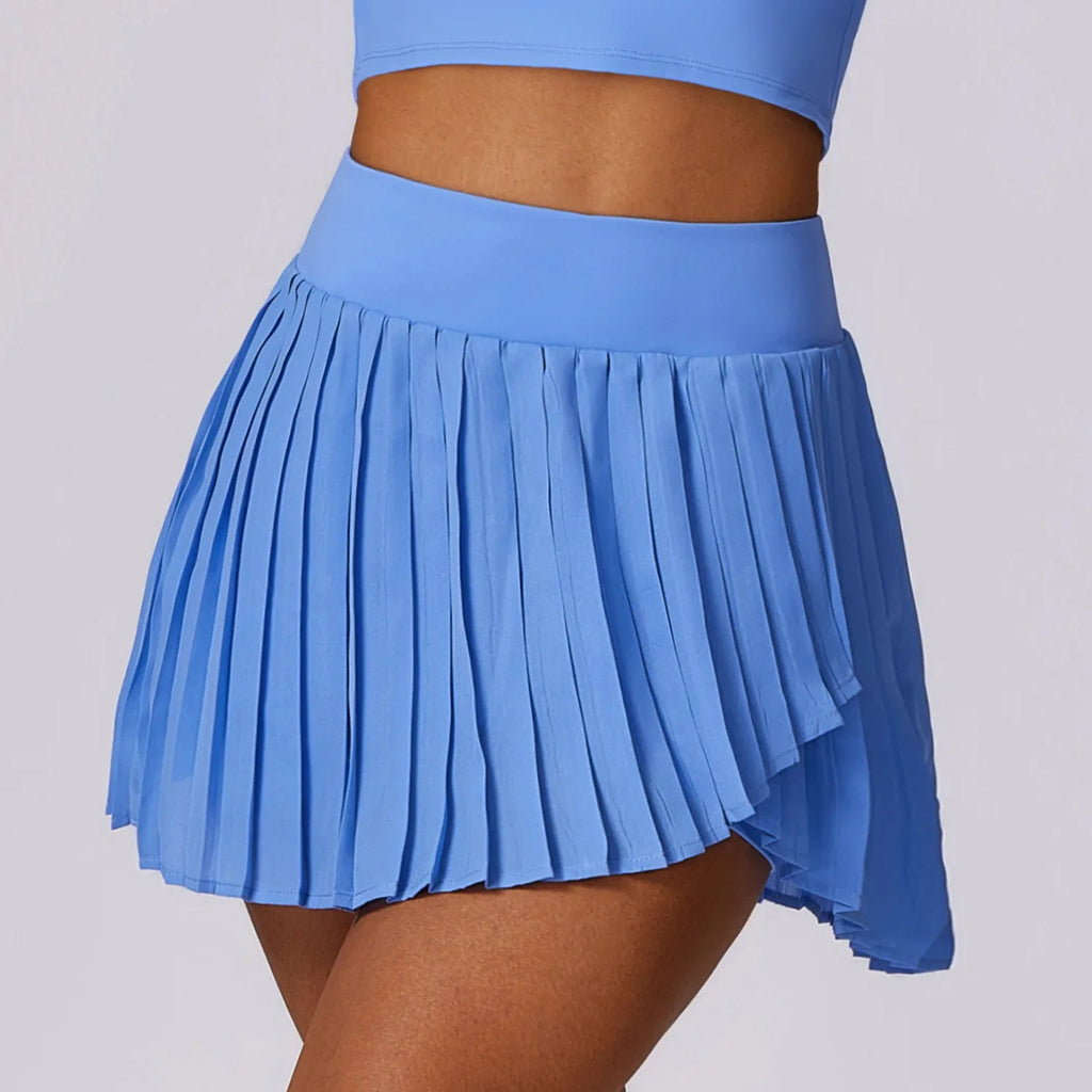 Outdoor Breathable Golf Wear Tennis Sport Sets Women Turn Down Collar Sleeveless Top Short 2 in 1 Skirt Running Fitness Set