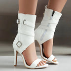 Plus Size 48 Sexy Red Thin High Heels Party Sandals Women Black Dancing Shoes Stilettos Summer White Ankle Booties