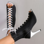 Women Lace Up Fashion High Quality Boots Summer Women Sandals Fashion Sexy High Heels Open Toe Comfort Indoor Jazz Dance Shoes