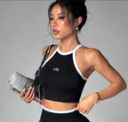 Women's Colorblock Backless High Waist Fitness Set