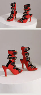 10cm Ultra High with Open Toe Multiple Buckle Strap Belt Sexy Club High Heels Summer Shoes Gladiator Cool Boots Sandals Women