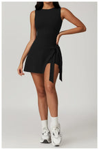 Tennis Dress Slim Tennis Dresses Woman Home Clothing Simple Style Casual Bodycon Mini Sleeveless Solid Color Leace-up Vestidos