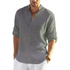 New Men's Casual Blouse Cotton Linen Shirt Loose Tops Long Sleeve Tee Shirt Spring Autumn Casual Handsome Men's Shirts
