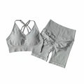 Women’s V-Back Sports Bra Set with High-Waist Shorts