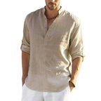 New Men's Casual Blouse Cotton Linen Shirt Loose Tops Long Sleeve Tee Shirt Spring Autumn Casual Handsome Men's Shirts