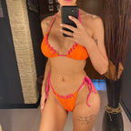8 Colors Halter Ribbed High Leg Cut Bikini Female Swimsuit Women Swimwear Two-pieces Bikini set Bather Bathing Suit Swim V5541Y