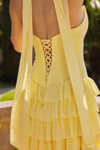 Amoris T739 Short Strapless Mini Tiered Chiffon Ruffle Skirt