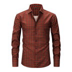 Mens Stretch Wrinkle-Free Digital-Print Plaid And Stripe Shirt
