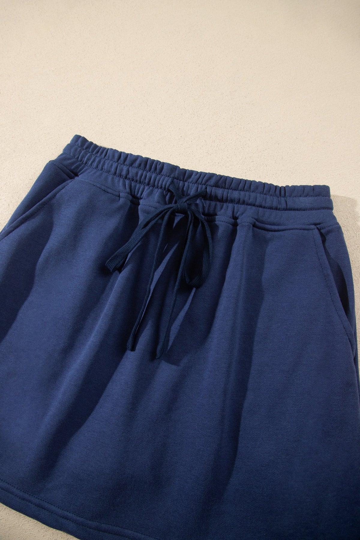 Navy Blue Long Sleeve Zip-Up Top Elastic Waist Skort Set