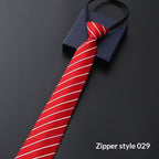 Mens Business Formal Zipper Tie With Blue Stripes