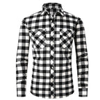 Classic Men's Plaid Shirt With Pockets - Long Sleeve Casual Button Down For Work & Outdoor