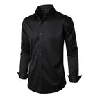 Elegant Business Formal Solid-color Long-sleeve Mens Shirt
