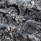 Men's Hawaiian Shirt Black Parrot In The Jungle 100% Cotton Button Down By Amy