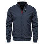 Men's Zip-up Jacket With Pockets Casual Solid Stand Collar Long Sleeve Top Outwear Clothing