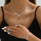 Factory Supply Wholesale Explosions Crystal Zircon Necklace Earrings Bracelet Three-piece Set Of Suit Jewelry