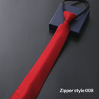 Mens Business Formal Zipper Tie With Blue Stripes