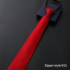 Mens Business Formal Zipper Tie With Blue Stripes