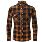 Classic Men's Plaid Shirt With Pockets - Long Sleeve Casual Button Down For Work & Outdoor