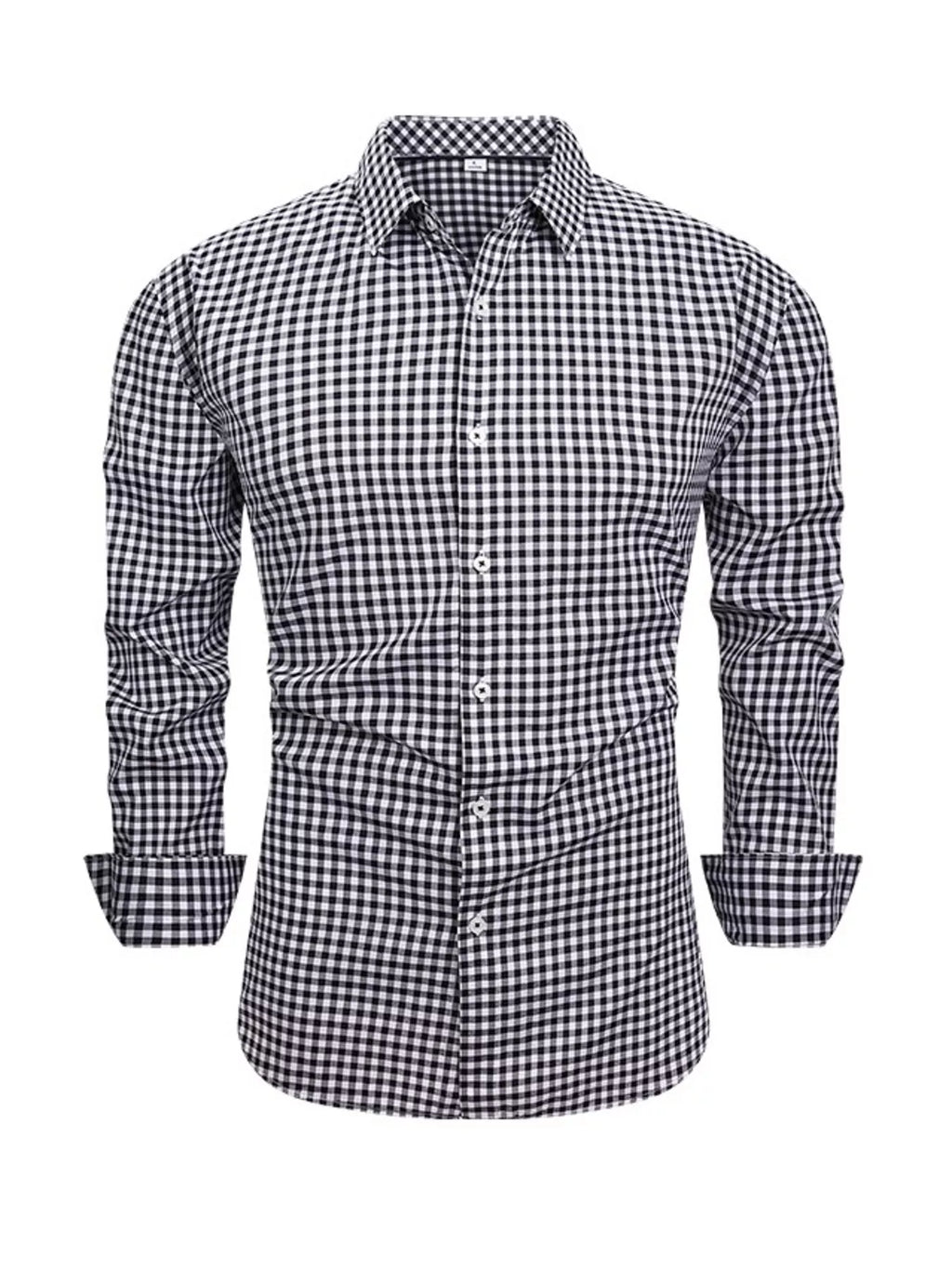 Men's Full Size Classic Fit Long Sleeve Gingham Shirt Plus Size