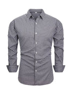 Men's Full Size Classic Fit Long Sleeve Gingham Shirt Plus Size