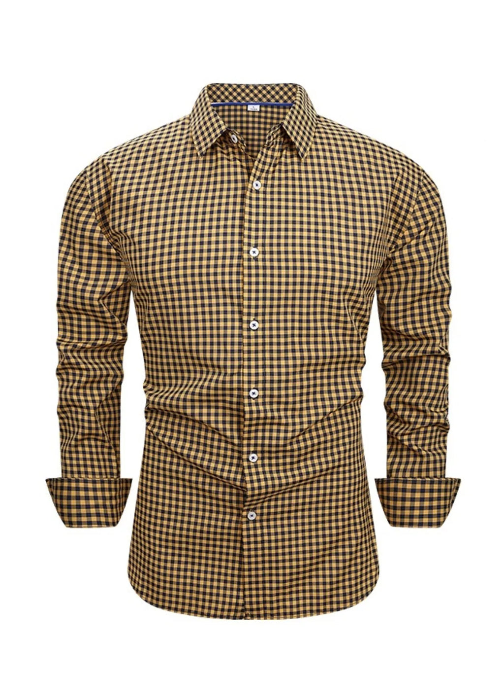 Men's Full Size Classic Fit Long Sleeve Gingham Shirt Plus Size