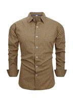 Men's Full Size Classic Fit Long Sleeve Gingham Shirt Plus Size