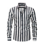 Mens Stretch Wrinkle-Free Digital-Print Plaid And Stripe Shirt