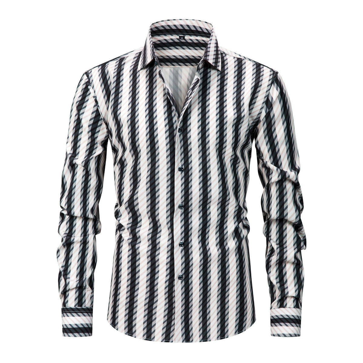 Mens Stretch Wrinkle-Free Digital-Print Plaid And Stripe Shirt