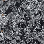 Men's Hawaiian Shirt Black Parrot In The Jungle 100% Cotton Button Down By Amy