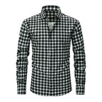 Mens Stretch Wrinkle-Free Digital-Print Plaid And Stripe Shirt