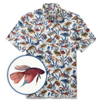 Men's Fish Shirt Button Down Tropical Hawaiian Shirts For Men Short Sleeve Aloha Shirt Nature Collector By Amy