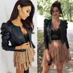 Elegance Autumn And Winter New Solid Color Jacket For Women's PU Leather Warmth Fashion Long-Sleeved Jacket For Women