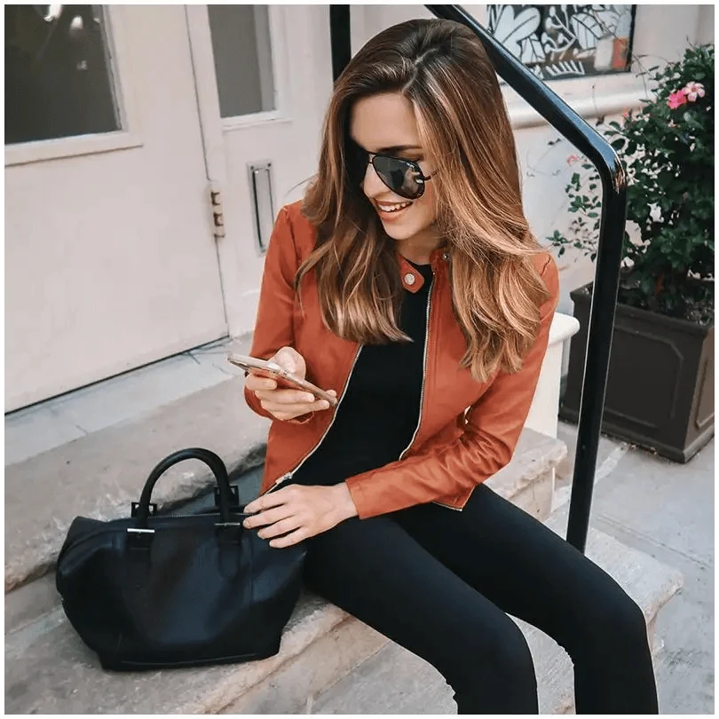 Elegance Autumn And Winter New Solid Color Jacket For Women's PU Leather Warmth Fashion Long-Sleeved Jacket For Women