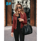 Elegance Autumn And Winter New Solid Color Jacket For Women's PU Leather Warmth Fashion Long-Sleeved Jacket For Women