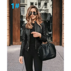 Elegance Autumn And Winter New Solid Color Jacket For Women's PU Leather Warmth Fashion Long-Sleeved Jacket For Women