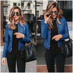 Elegance Autumn And Winter New Solid Color Jacket For Women's PU Leather Warmth Fashion Long-Sleeved Jacket For Women