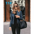 Elegance Autumn And Winter New Solid Color Jacket For Women's PU Leather Warmth Fashion Long-Sleeved Jacket For Women