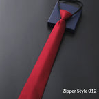 Mens Business Formal Zipper Tie With Blue Stripes