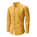 Mens Stretch Wrinkle-Free Digital-Print Plaid And Stripe Shirt