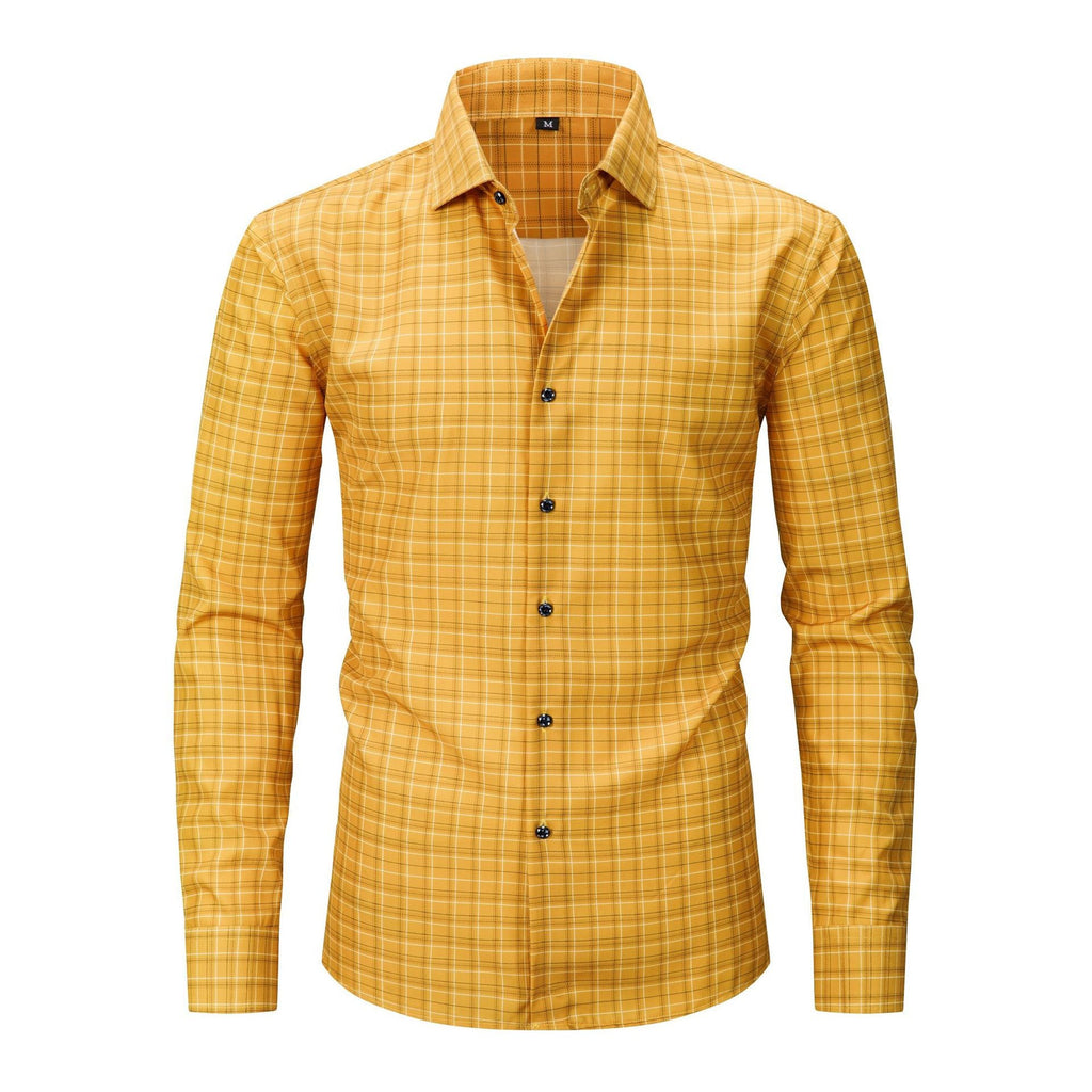 Mens Stretch Wrinkle-Free Digital-Print Plaid And Stripe Shirt