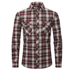 Classic Men's Plaid Shirt With Pockets - Long Sleeve Casual Button Down For Work & Outdoor