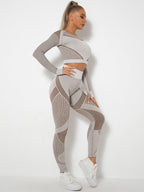 Women's Seamless Yoga Set - Quick-Dry Long Sleeve & Leggings