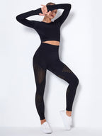 Women's Seamless Yoga Set - Quick-Dry Long Sleeve & Leggings