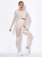 Women's Seamless Yoga Set - Quick-Dry Long Sleeve & Leggings