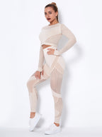 Women's Seamless Yoga Set - Quick-Dry Long Sleeve & Leggings