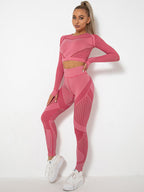 Women's Seamless Yoga Set - Quick-Dry Long Sleeve & Leggings