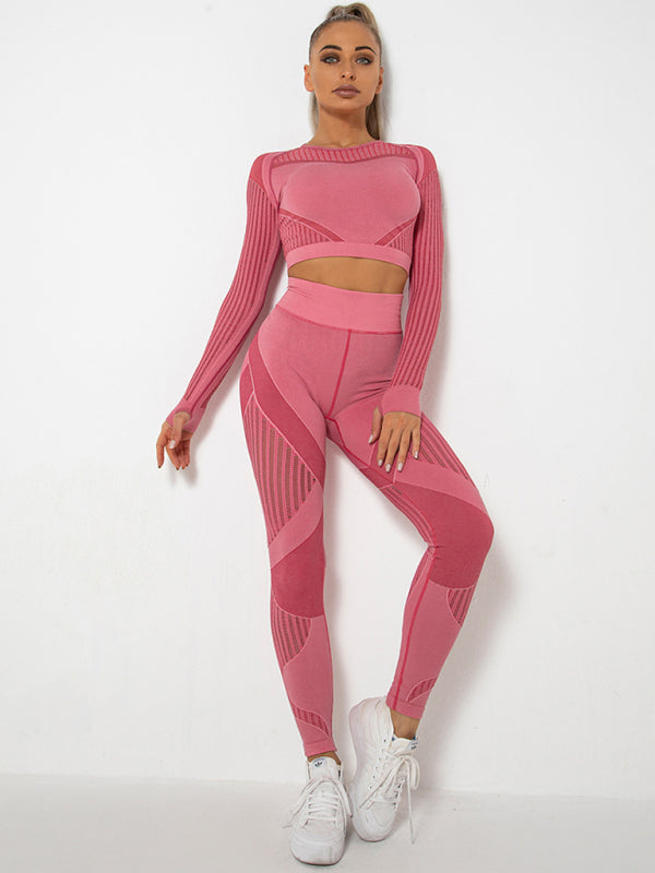 Women's Seamless Yoga Set - Quick-Dry Long Sleeve & Leggings