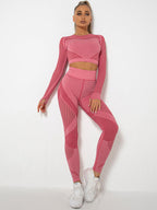 Women's Seamless Yoga Set - Quick-Dry Long Sleeve & Leggings