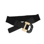 Women’s Wide Black Stretch Belt with Marbled Buckle – Stylish Accessory