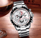 Men's  Watch With Chronometers Day Display And Fluorescent Hands Unique Design Excellent Gift